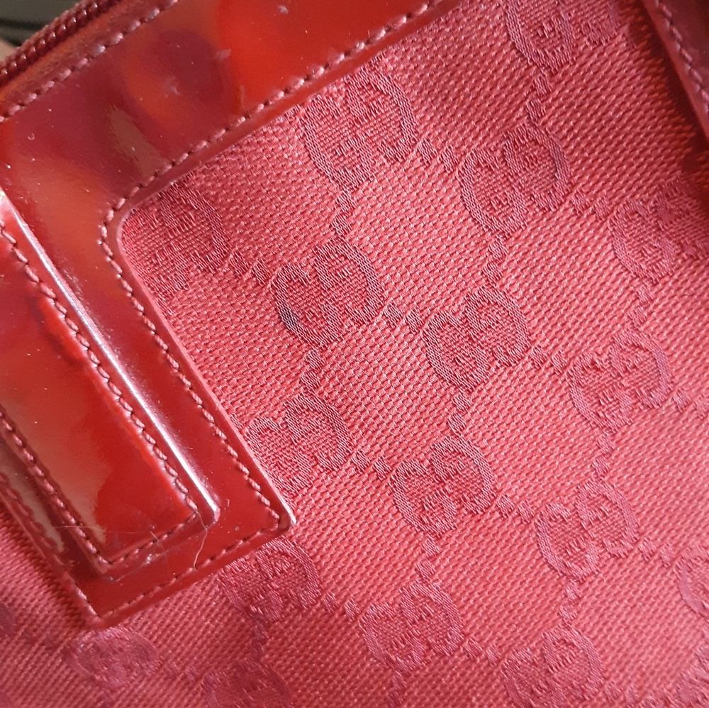 On hold❤GUCCI JACQUARD/ PATENT BAG - Picture 7 of 7